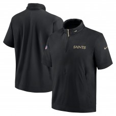 Футболка на короткой молнии New Orleans Saints Nike Black 2024 Sideline Coach