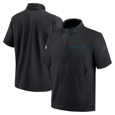 Футболка на короткой молнии Philadelphia Eagles Nike 2024 Sideline Coach - Black