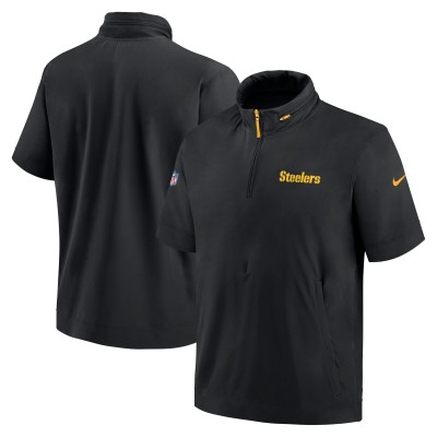 Футболка на короткой молнии Pittsburgh Steelers Nike 2024 Sideline Coach - Black