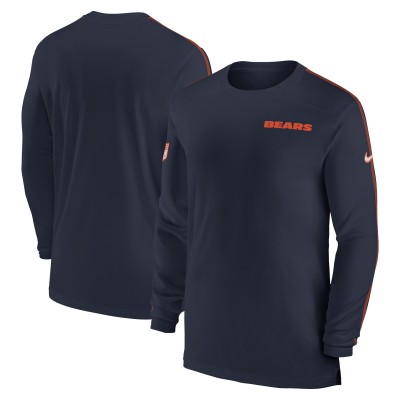 Футболка с длинным рукавом Chicago Bears Nike Sideline Coach UV Performance - Navy
