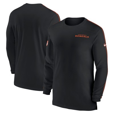 Футболка с длинным рукавом Cincinnati Bengals Nike Sideline Coach UV Performance - Black