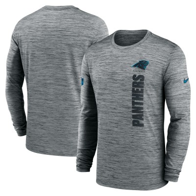 Футболка с длинным рукавом Carolina Panthers Nike Gray 2024 Sideline Velocity Performance