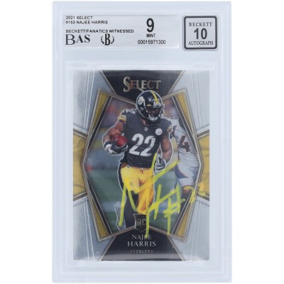 Najee Harris Pittsburgh Steelers Autographed 2021 Panini Select #153 Beckett Fanatics Witnessed Authenticated 9/10 Rookie Card