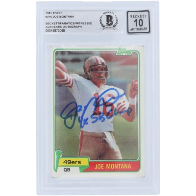 Joe Montana San Francisco 49ers Autographed 1980 Topps Series 1 #216 Beckett Fanatics Witnessed Authenticated 10 Rookie Card with 4X SB Champ Inscription