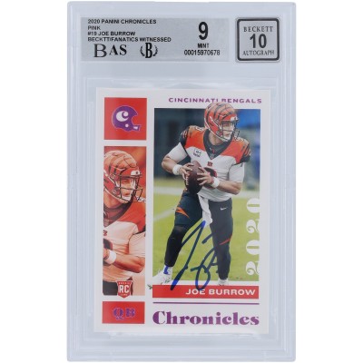 Joe Burrow Cincinnati Bengals Autographed 2020 Panini Chronicles Pink #19 Beckett Fanatics Witnessed Authenticated 9/10 Rookie Card - 9,9.5,9,9 Subgrades