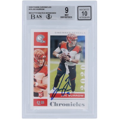 Joe Burrow Cincinnati Bengals Autographed 2020 Panini Chronicles #19 Beckett Fanatics Witnessed Authenticated 9/10 Rookie Card - 8.5,9,9,9.5 Subgrades