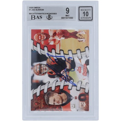 Joe Burrow Cincinnati Bengals Autographed 2020 Panini Chronicles Omega #0-1 Beckett Fanatics Witnessed Authenticated 9/10 Rookie Card - 9.5,9,8.5,9.5 Subgrades