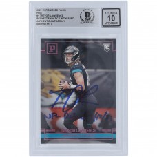 Trevor Lawrence Jacksonville Jaguars Autographed 2021 Panini Chronicles Pink #PA-1 Beckett Fanatics Witnessed Authenticated 10 Rookie Card with NFL Debut 9/12/21 Inscription