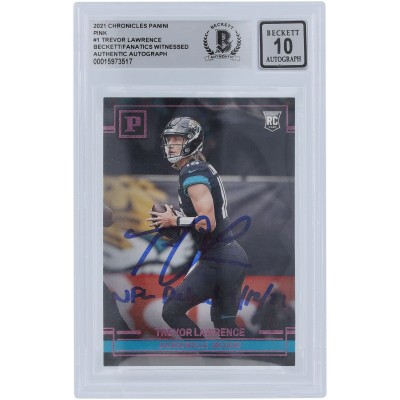 Trevor Lawrence Jacksonville Jaguars Autographed 2021 Panini Chronicles Pink #PA-1 Beckett Fanatics Witnessed Authenticated 10 Rookie Card with NFL Debut 9/12/21 Inscription
