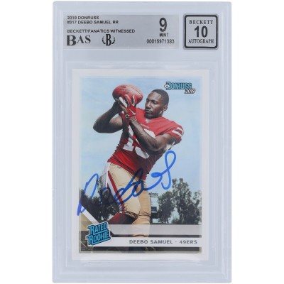 Deebo Samuel San Francisco 49ers Autographed 2019 Panini Donruss Rated Rookie #317 Beckett Fanatics Witnessed Authenticated 9/10 Rookie Card