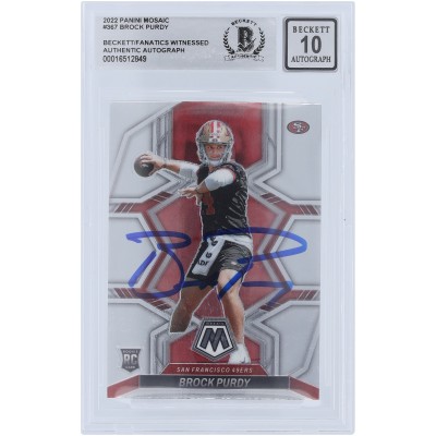 Brock Purdy San Francisco 49ers Autographed 2022 Panini Mosaic #367 Beckett Fanatics Witnessed Authenticated 10 Rookie Card
