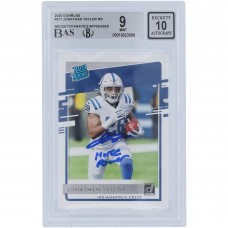 Jonathan Taylor Indianapolis Colts Autographed 2020 Panini Donruss Rated Rookie #317 Beckett Fanatics Witnessed Authenticated 9/10 Rookie Card with Horse Power Inscription