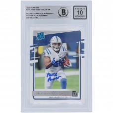 Jonathan Taylor Indianapolis Colts Autographed 2020 Panini Donruss Rated Rookie #317 Beckett Fanatics Witnessed Authenticated 10 Rookie Card with Horse Power Inscription