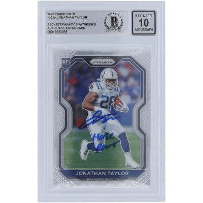 Jonathan Taylor Indianapolis Colts Autographed 2020 Panini Prizm #332 Beckett Fanatics Witnessed Authenticated 10 Rookie Card with Horse Power Inscription