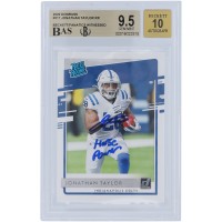 Jonathan Taylor Indianapolis Colts Autographed 2020 Panini Donruss Rated Rookie #317 Beckett Fanatics Witnessed Authenticated 9.5/10 Rookie Card with Horse Power Inscription