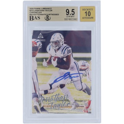 Jonathan Taylor Indianapolis Colts Autographed 2020 Panini Luminance #215 Beckett Fanatics Witnessed Authenticated 9.5/10 Rookie Card