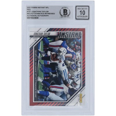 Jonathan Taylor Indianapolis Colts Autographed 2021 Panini Instant Red #107 #/99 Beckett Fanatics Witnessed Authenticated 10 Card