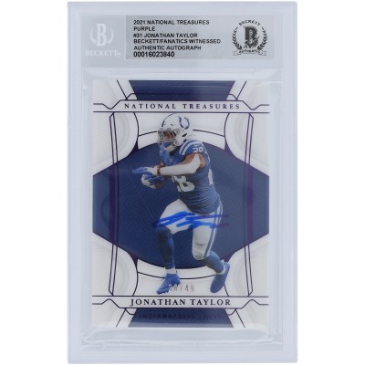 Jonathan Taylor Indianapolis Colts Autographed 2021 Panini National Treasures Purple #31 #/49 Beckett Fanatics Witnessed Authenticated 10 Card