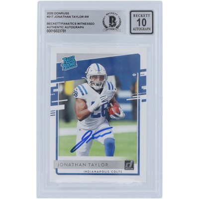 Jonathan Taylor Indianapolis Colts Autographed 2020 Panini Donruss Rated Rookie #317 Beckett Fanatics Witnessed Authenticated 10 Rookie Card