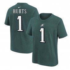 Подростковая Philadelphia Eagles Jalen Hurts Midnight Green Nike Player Name & Number T-Shirt