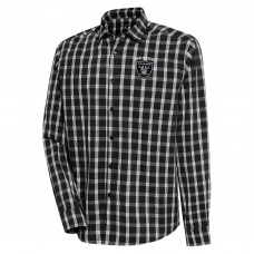 Las Vegas Raiders Antigua Carry Long Sleeve Button-Up Shirt - Black/Gray