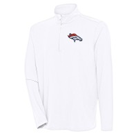 Denver Broncos Antigua White Hunk Quarter-Zip Pullover Top
