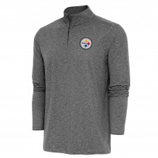 Pittsburgh Steelers Antigua Heather Black Hunk Quarter-Zip Pullover Top