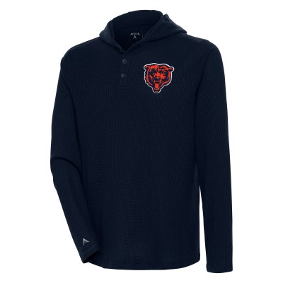 Кофта с длинным рукавом с капюшоном Chicago Bears Antigua Strong Hold Henley - Navy