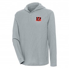 Футболка с длинным рукавом с капюшоном Cincinnati Bengals Antigua Strong Hold Henley - Gray
