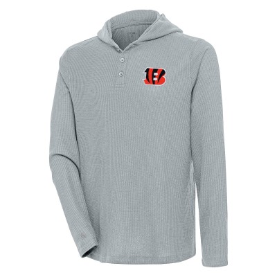Футболка с длинным рукавом с капюшоном Cincinnati Bengals Antigua Strong Hold Henley - Gray