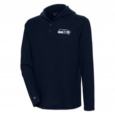 Футболка с длинным рукавом с капюшоном Seattle Seahawks Antigua Strong Hold Henley - College Navy