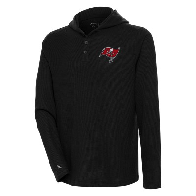 Футболка с длинным рукавом с капюшоном Tampa Bay Buccaneers Antigua Strong Hold Henley - Black