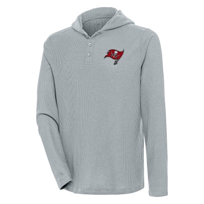 Футболка с длинным рукавом с капюшоном Tampa Bay Buccaneers Antigua Strong Hold Henley - Gray