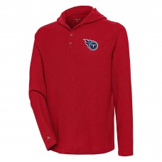Футболка с длинным рукавом с капюшоном Tennessee Titans Antigua Strong Hold Henley - Red