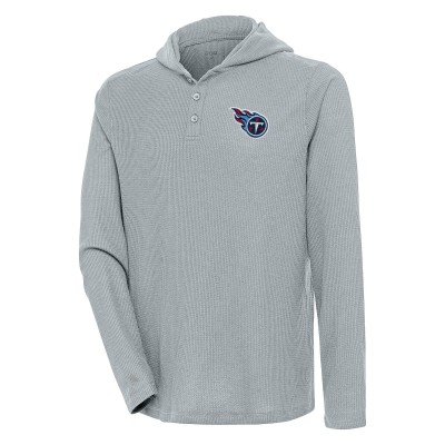 Футболка с длинным рукавом с капюшоном Tennessee Titans Antigua Strong Hold Henley - Gray