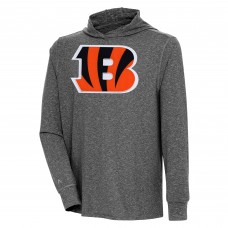 Футболка с длинным рукавом и капюшоном Cincinnati Bengals Antigua Saga - Heather Black