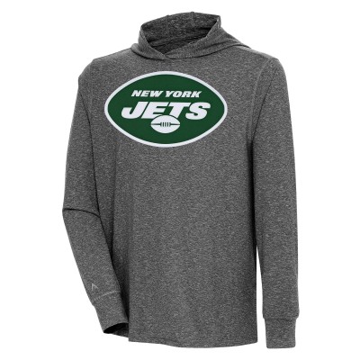 Футболка с длинным рукавом с капюшоном New York Jets Antigua Saga - Heather Black