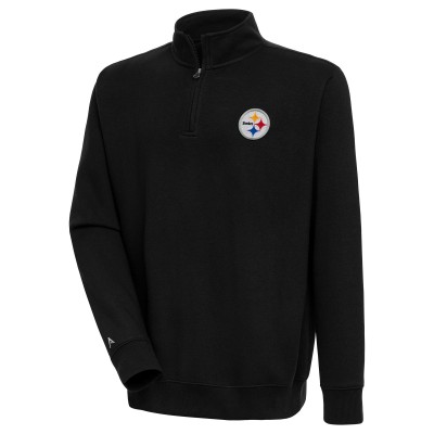 Pittsburgh Steelers Antigua Black Victory Quarter-Zip Pullover Top