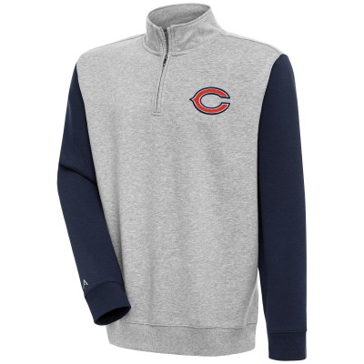 Кофта на короткой молнии Chicago Bears Antigua Victory Colorblock - Heather Gray/Navy