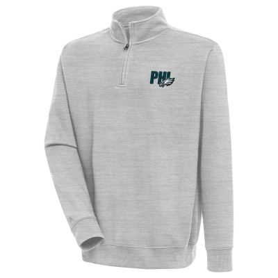 Кофта на короткой молнии Philadelphia Eagles Antigua Victory - Heather Gray