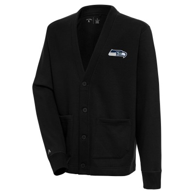 Seattle Seahawks Antigua Victory Button-Up Cardigan - Black