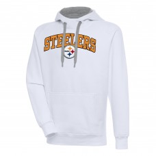 Pittsburgh Steelers Antigua White Victory Pullover Hoodie
