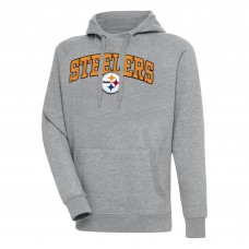 Pittsburgh Steelers Antigua Heather Gray Victory Pullover Hoodie