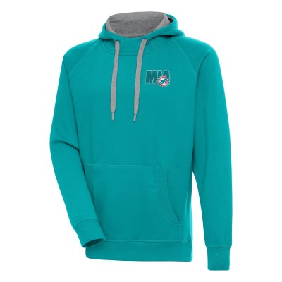 Miami Dolphins Antigua Aqua Victory Pullover Hoodie