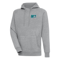Miami Dolphins Antigua Heather Gray Victory Pullover Hoodie
