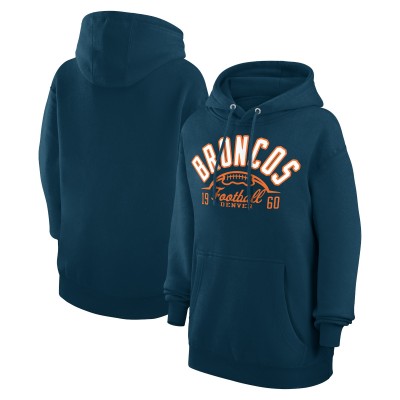 Unisex Denver Broncos Starter Navy Half Ball Team Fleece Pullover Hoodie
