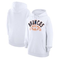 Unisex Denver Broncos Starter White Half Ball Team Fleece Pullover Hoodie