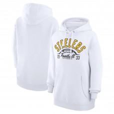 Unisex Pittsburgh Steelers Starter White Half Ball Team Fleece Pullover Hoodie