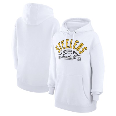 Unisex Pittsburgh Steelers Starter White Half Ball Team Fleece Pullover Hoodie