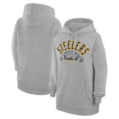 Unisex Pittsburgh Steelers Starter Heather Gray Half Ball Team Fleece Pullover Hoodie